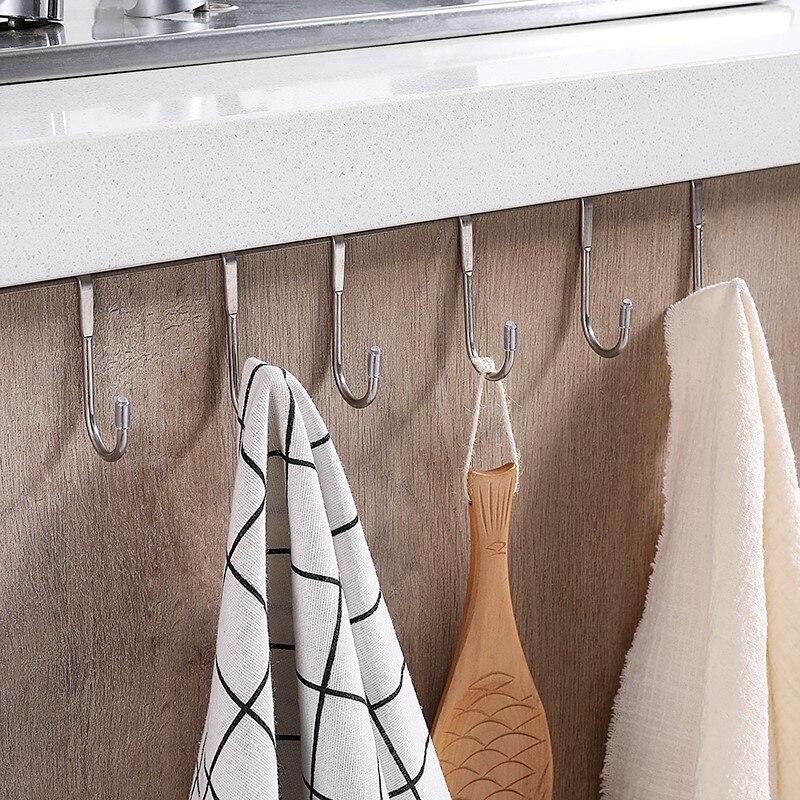 Stainless Steel Free Punching Cabinet Door Without Trace Hook S-type Door Hanger Hanger Door Back Coat Hook Small Hook
