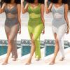Sobretudos de Praia Sexy Femininos de Crochê Transparente Vestidos Maxi de Biquíni de Praia
