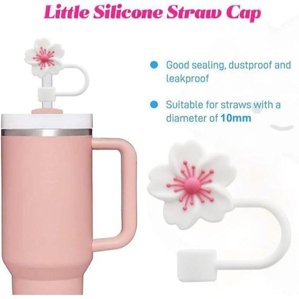 4 st/set Körsbärsblommor Kopp Halmskydd Halkfri Koppberlock Kedja Kopptillbehör