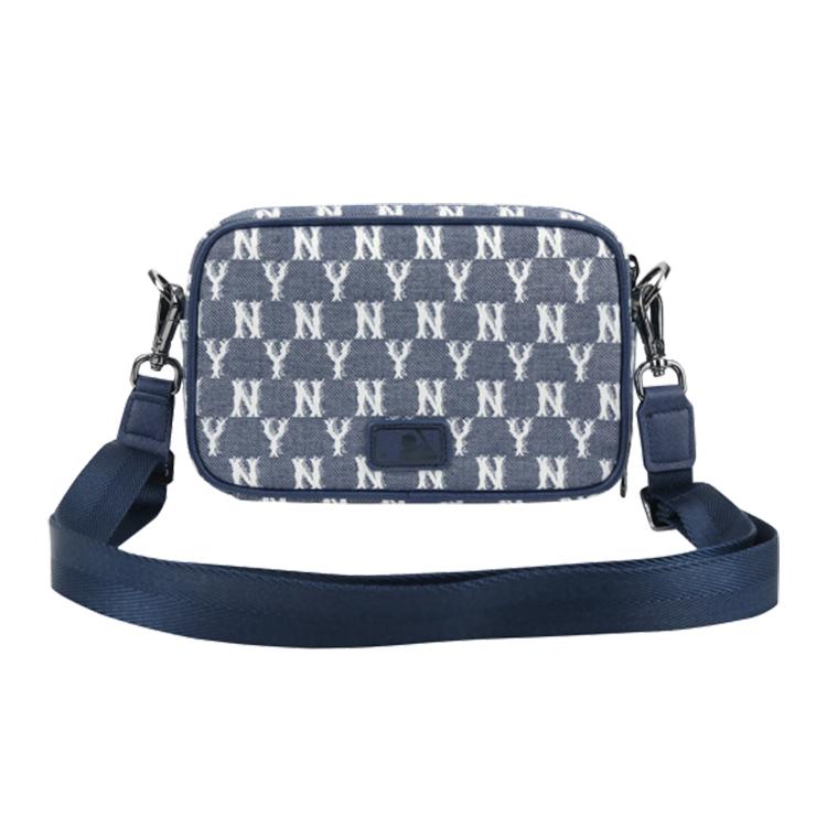 New MLB Monogram Collection Polyurethane Polyester Camera Bag, Shoulder Bag, Crossbody Bag Trumpets Unisex Marine Blue 32BGDM011-50N