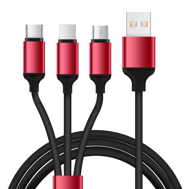 Bouncy 3-in-1 Fast Charging Cable: Compatible with Apple, Huawei, and Android Type-C Devices