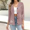 Women's Casual Fashion Floral Print Button 3/4 Sleeve Cardigan Top