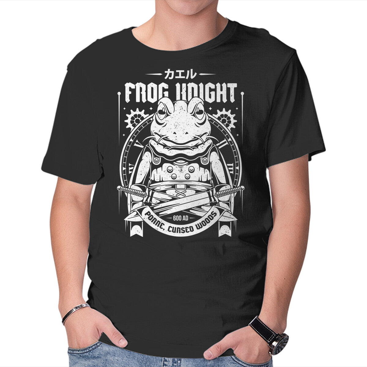 Unisex Crew Neck T-Shirt Frog Knight Graphic Short Sleeve Casual Tee XS