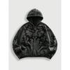 Oversized Hooded Sweatshirt With Skull Print Streetwear Unisex Loose Fit Casual Top