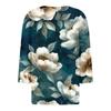 Women's Fashion Casual Floral Print V-Neck Decorative Button Three-quarter Sleeve T-Shirt Top