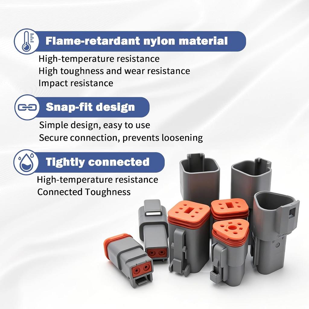 Deutsch DT 2 Pin Connector Kit 2pin Waterproof Automotive Wire Connectors | Gray Waterproof Electrical Wire Connector for Cars,