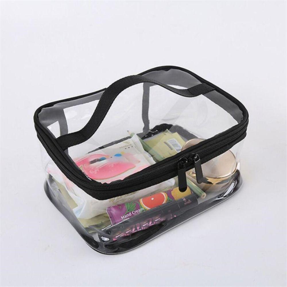 1pz Donna Trasparente Chiaro Cerniera Borsa Tote per Trucco Borse per Trucco Organizzatore da Bagno per Lavaggio Borse Cosmetiche