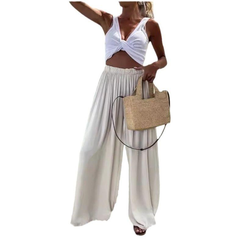 Loose Casual Pants2024 Fashion Autumn Women's Pocket Casual Wide Leg Best Selling Loose Casual Trousers Casual Trousers