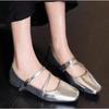 New Retro Style Thick Heels Women Mary Jane Shoes Shallow Pointed Toe Ladies Comfort Office Pumps Footwear Zapatos Mujer