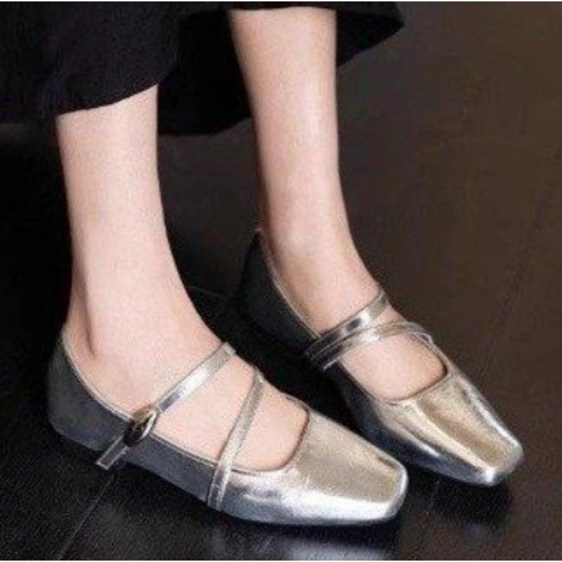 New Retro Style Thick Heels Women Mary Jane Shoes Shallow Pointed Toe Ladies Comfort Office Pumps Footwear Zapatos Mujer