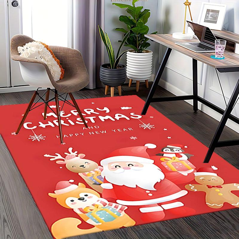 Christmas Santa Claus Chair Mat - Anime Cartoon Design, Non-Slip Carpet for Office, Home Decor, Living Room, Bedroom, Game Room & Dormitory.R074