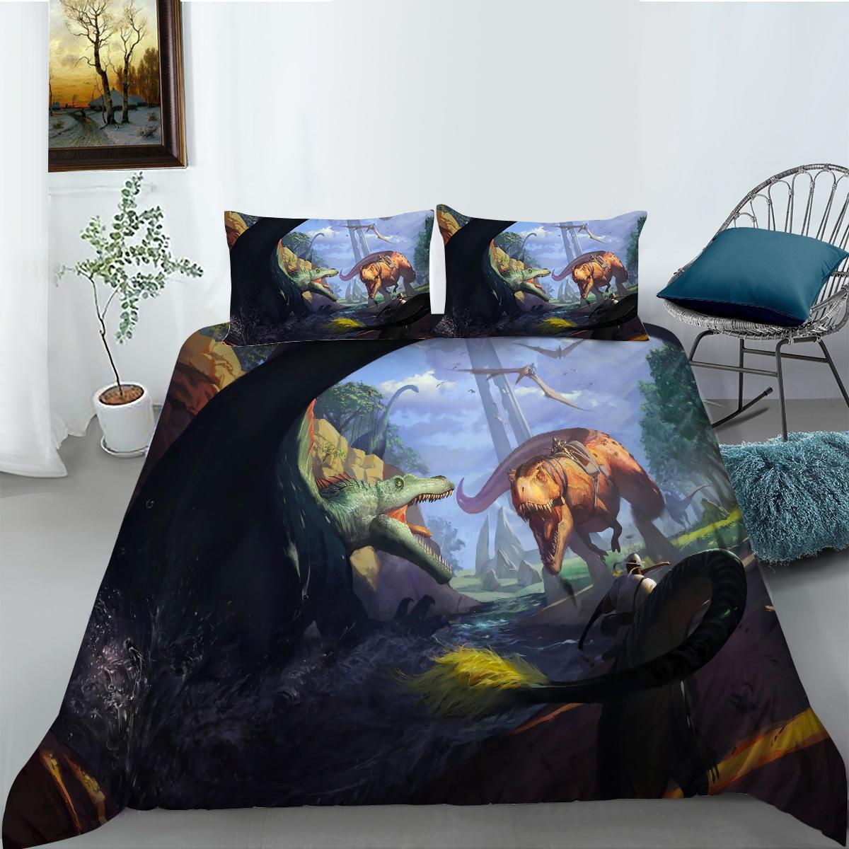 

Colorful Dinosaur Series Polyester Bedding 3-Piece Set 3D Digital Printing EU single 135*200