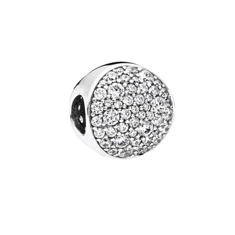 Sparking Butterfly Heart Clip Charm Beads Dangle Silver Bracelet Necklace For Diy Jewelry Women Gift