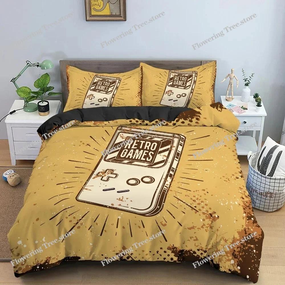 Grunge Hintergrund Illustration Bettbezug Set 3D Retro Bettwäsche Set mit Kissenbezug King Queen Twin Größe Bettwäsche