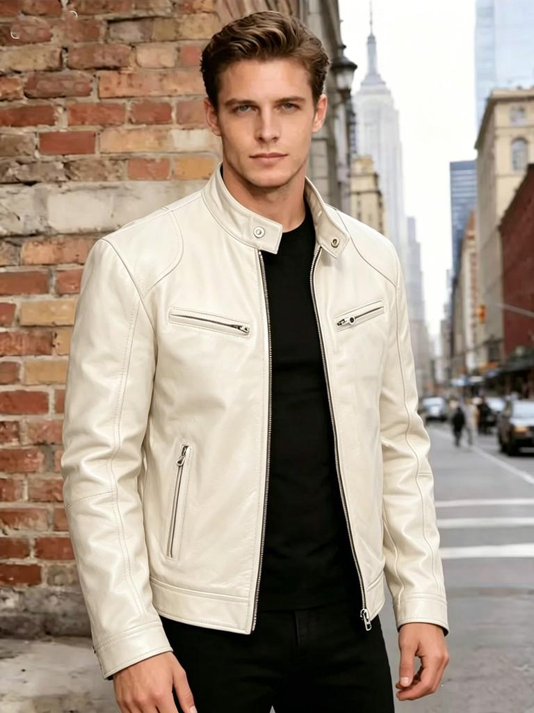 Men's slim-fit PU leather jacket stand-up collar locomotive jacket autumn and winter trend short jacket fashion casual leather jacket