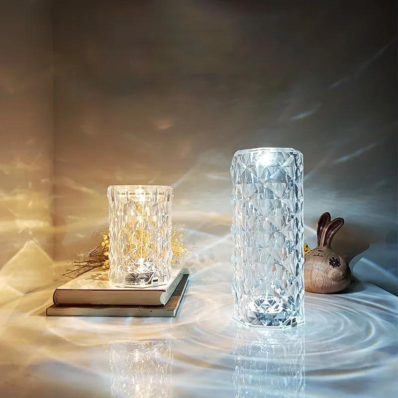 Crystal Lamp 16-Color Changing RGB Night Light  Lamp USB Romantic LED Rose Table Lamps  Bedroom Party Dinner Decor Light