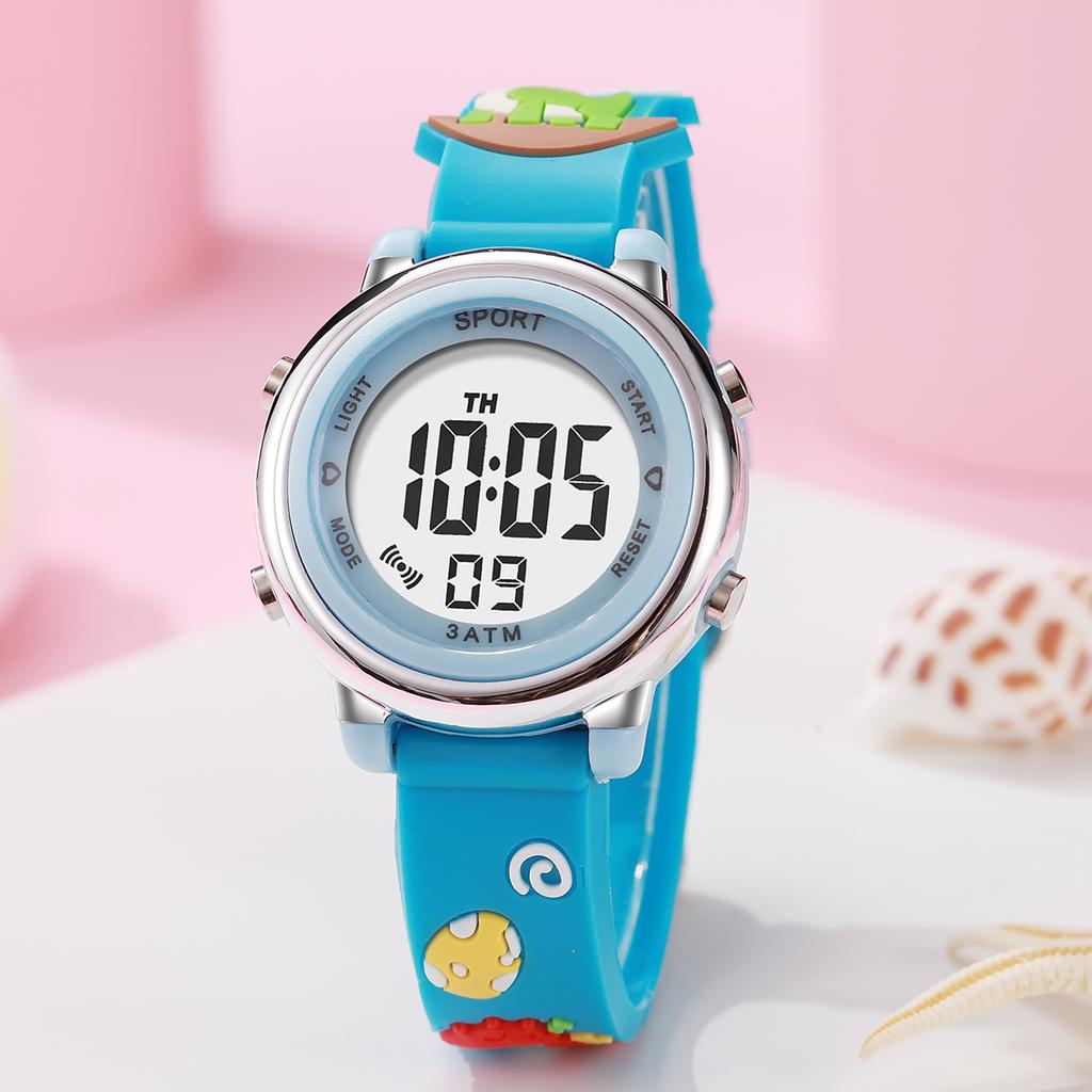 Fashionable and cute cartoon dinosaur silicone strap LED screen children's electronic watch, suitable for daily wear and Christm