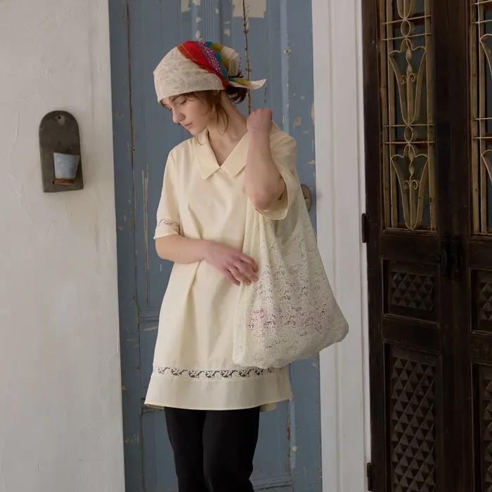 Pleated Lacy Hobo Bag_White