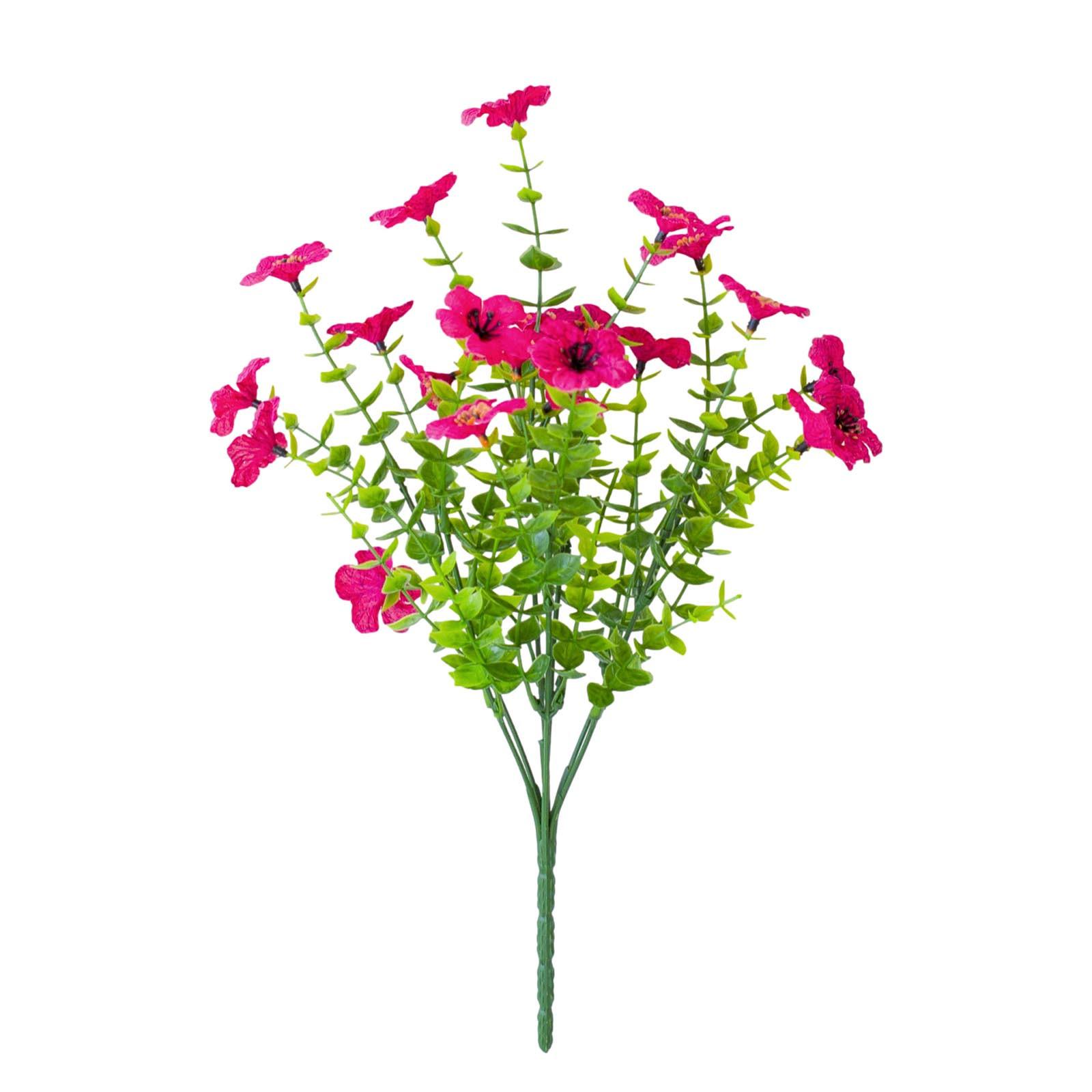 

18 пучков искусственных цветов, растения с 7 гибкими стеблями, 14-дюймовые устойчивые к ультрафиолетовому излучению искусственные уличные пластиковые растения One Size горячий розовый