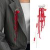 Light Luxury Style Heart Beaded Tassel Brooch Red Love Heart Tassel Ornaments  Theatre
