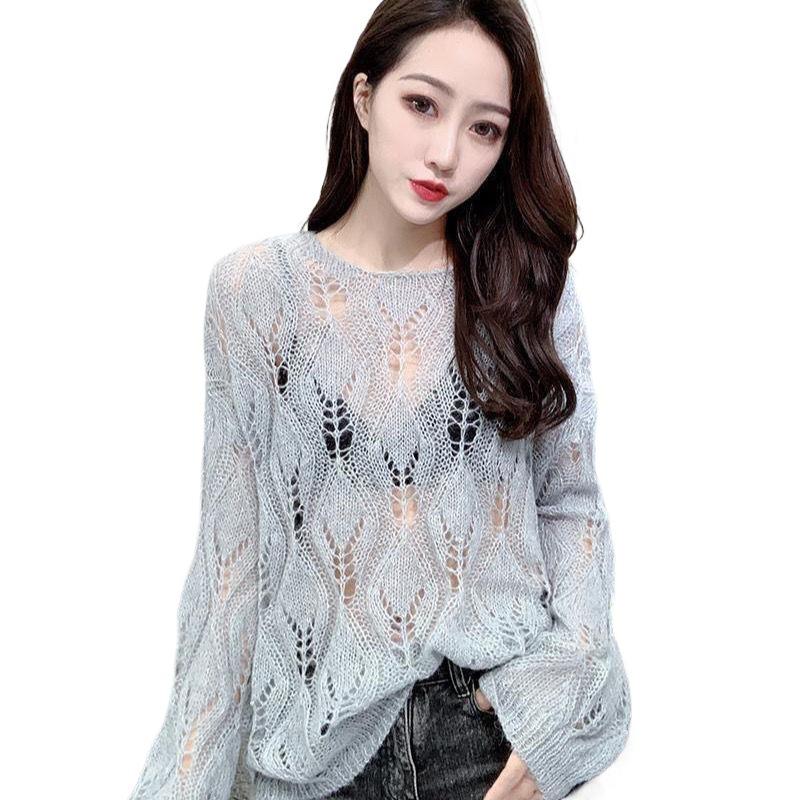 Hollow Korean Edition Sweater for Women Loose and Versatile Thin Outer Knitted Top