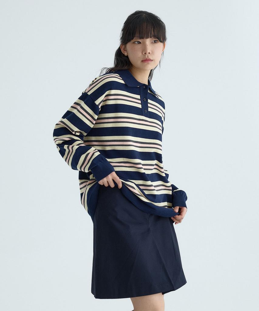 CGP (Women) Striped Collar Knit - Dark Navy