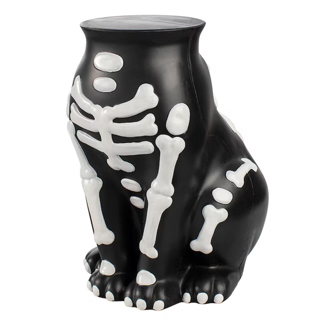 Gothic Cartoon Skeleton Dog Resin Art Piece