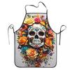 Colorful Skull Pattern Aprons Chef Baking Tablier Sleeveless Bib Kitchen Cleaning Pinafore for Women Men Gardening