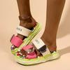 Women Slippers Colorful Candy Stripe Designer Slippers Thick Sole Shoes 2025 New Beach Outdoor Casual Style Sandals Slides Women