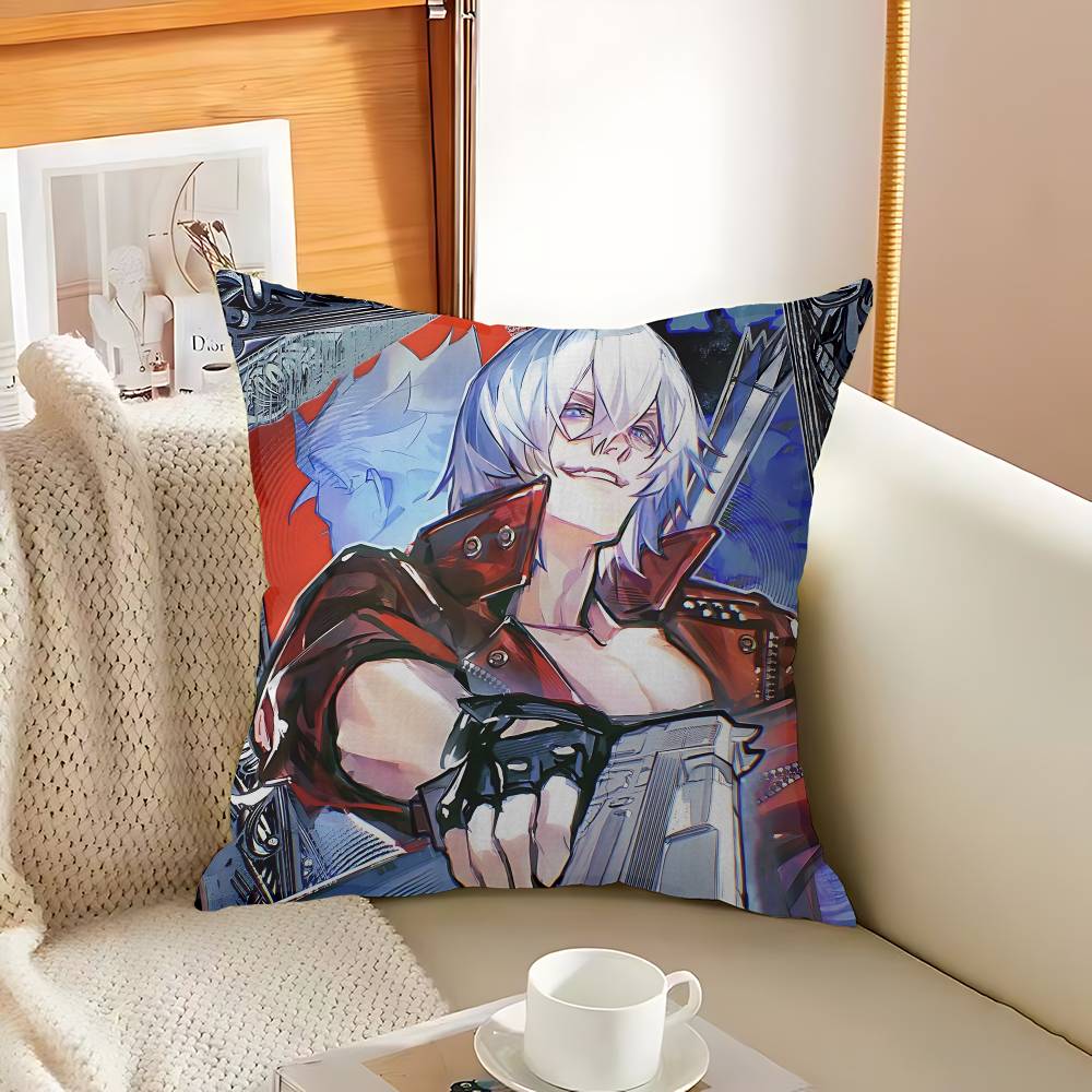 Classic D-Devil M-May C-Cry Action Game Pillow Covers Cartoon Sofa Decorative Home Double-sided Printing Short Plush Cute