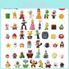 48 Peças Super Mario Bros Luigi Figuras de Ação Conjunto Decoração de Bolo Enfeites Não Tóxico Sem Desbotamento