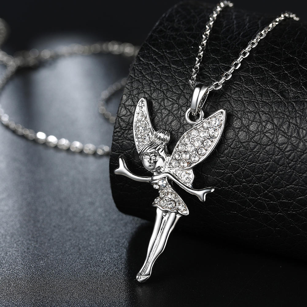 High Quality 18K Gold Beautiful Angel Crystal Pendant Necklaces 18 Inches Fashion Noble Jewelrys Party Wedding Holiday Gifts