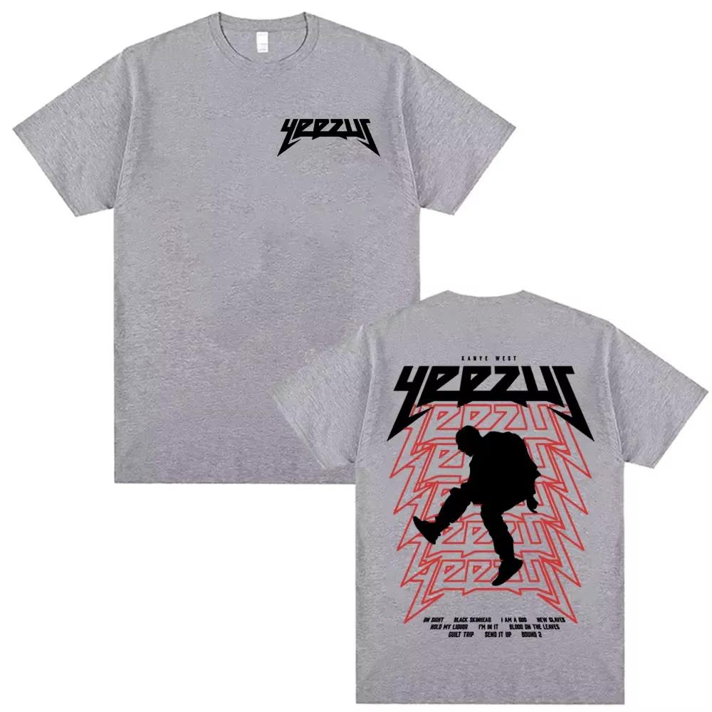 Rapper Kanye West Yeezus Tour Album Merch T Shirt Mens Clothing Hip Hop Harajuku Tshirt Unisex Casual Cotton Tshirt Streetwear