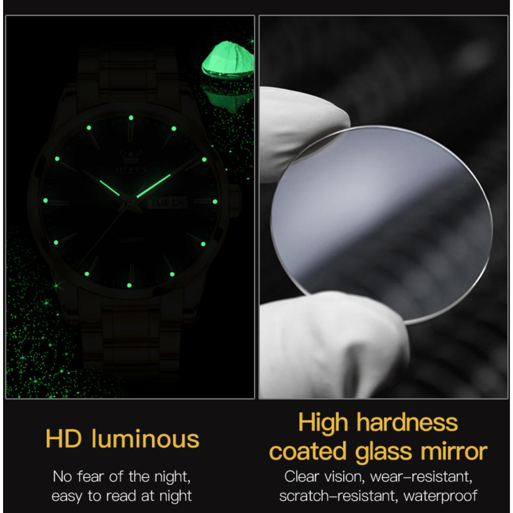 OLEVS Nuovo orologio da uomo al quarzo con cinturino in acciaio, multifunzione, luminoso, impermeabile, per affari e tempo libero