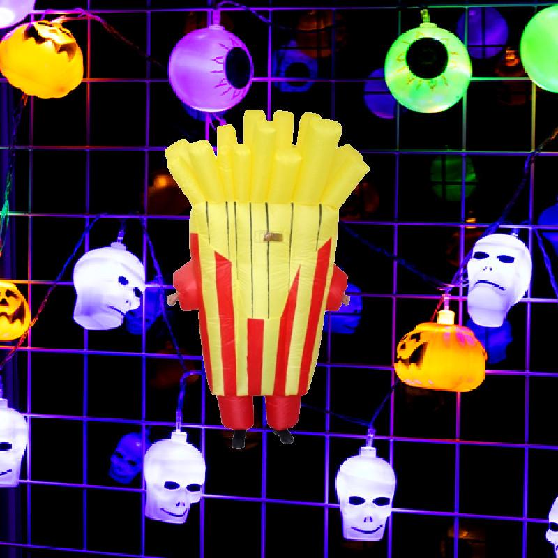 Lustiges und skurriles aufblasbares Kostüm Lustiges Soda-Getränkebecher-Hamburger-Pommes-Outfit für Halloween-Partys