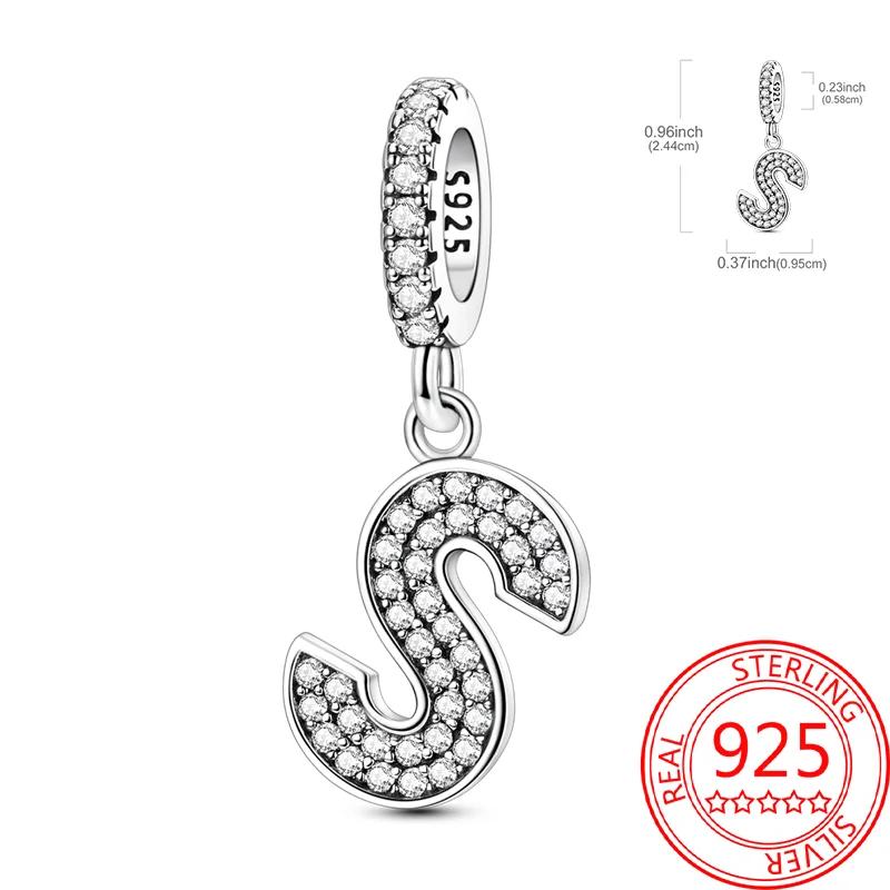 Copper 26 Letters Alphabet Charms Bead Inlaid Shiny Zircon Diy Love Letters Jewelry Gift Fit Original Bracelet For Women