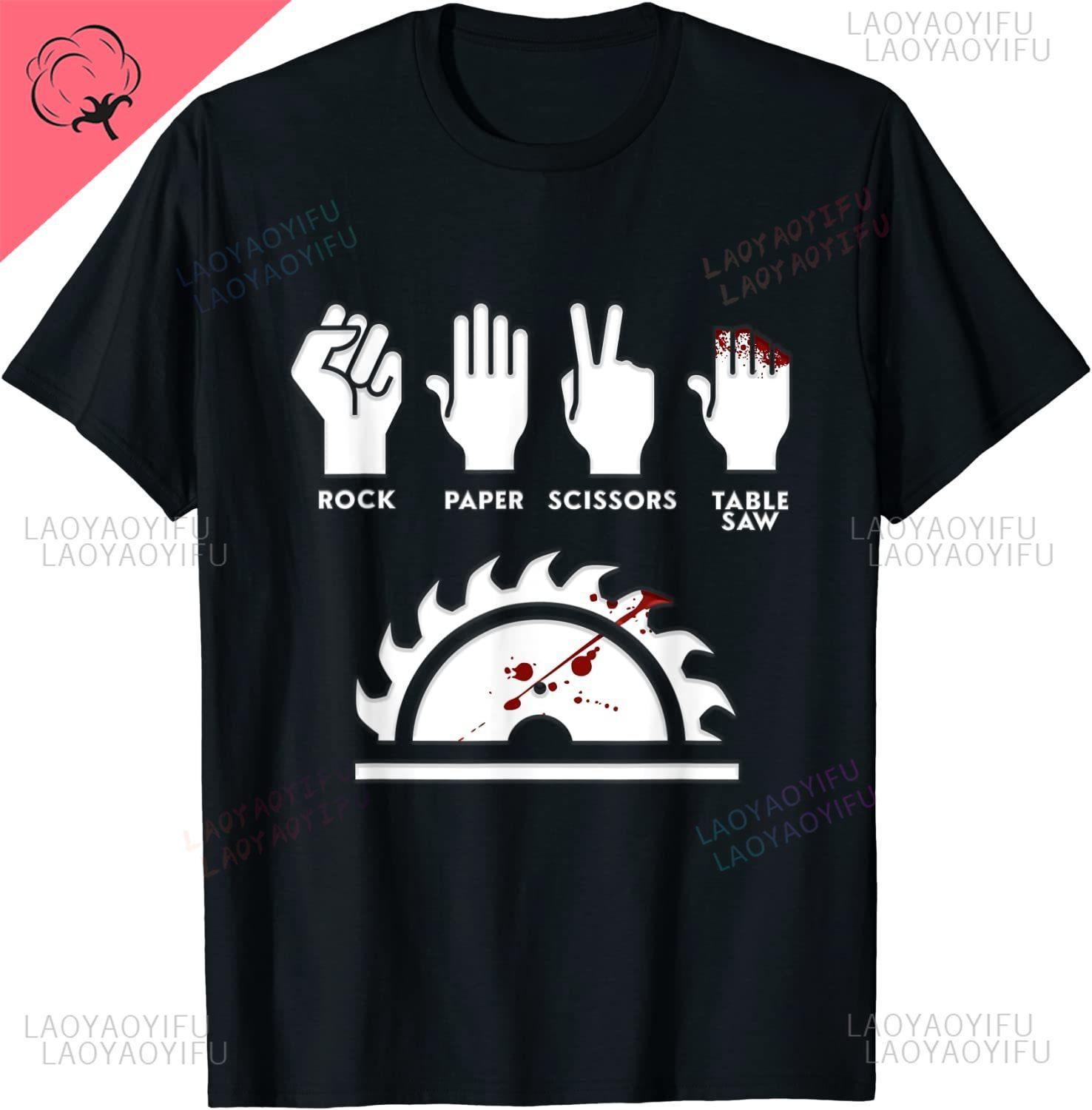 Rock Paper Scissors Table Saw Funny Carpenter New Arrival TShirt Prevailing Mens Casual Normal Slim Fit Unique Top Tshirts S