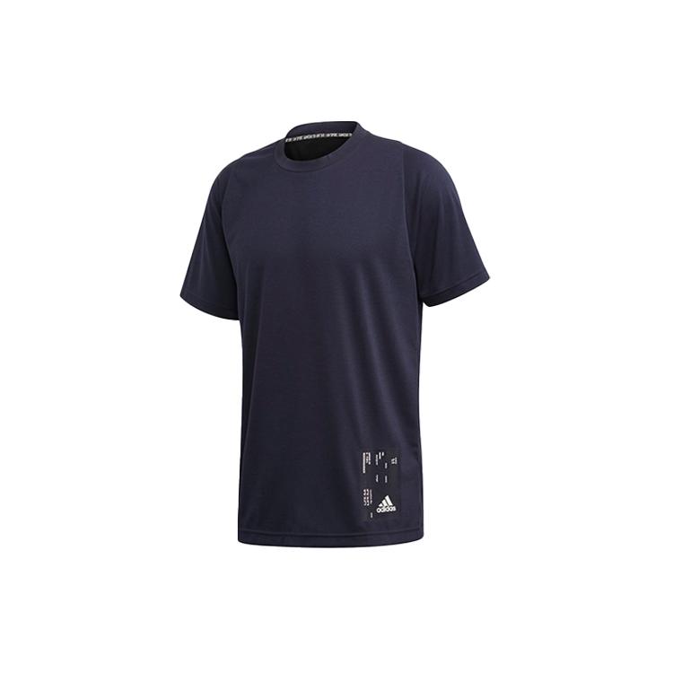 adidas T Shirts Men's Ink Blue Crew Neck Moderate Straight Fit FL3624