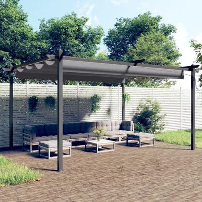 Vidaxl Garden Awning with Retractable Roof, 4X3 M, Anthracite