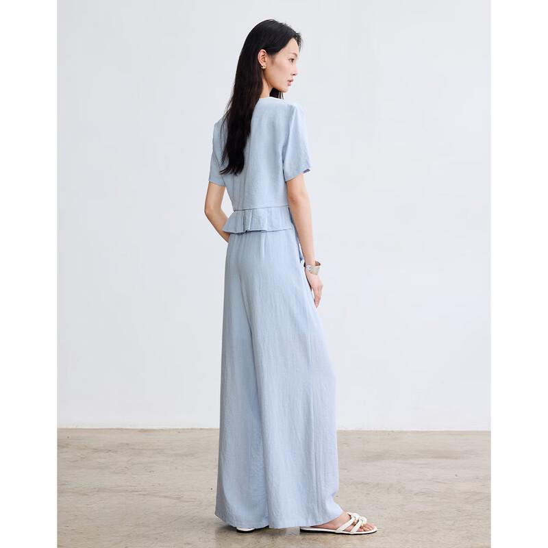 Linen Blend Asymmetrical Shirt & Pants Set