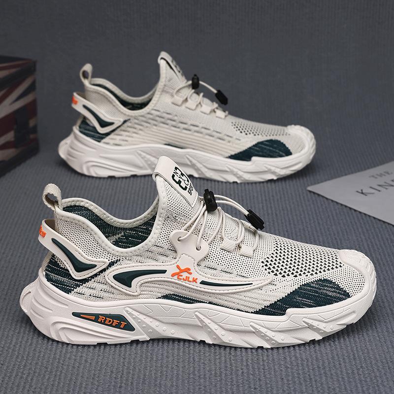 Men's Shoes 2025 Summer New Men's Elastic Band Trendy Casual Shoes Outdoor Comfortable Breathable Mesh Sports Trendy Shoes