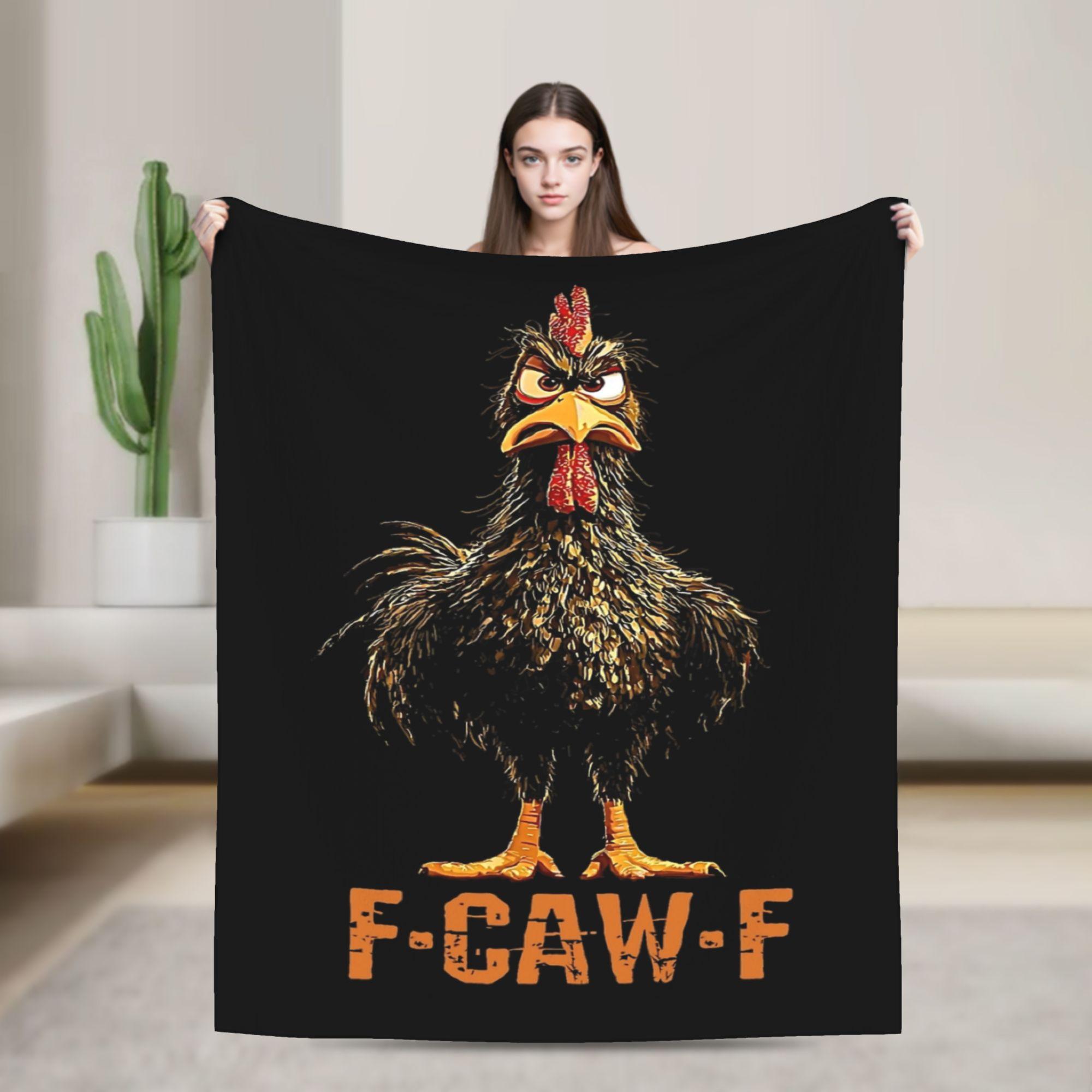 

F-Caw-F Chicken Funny Fashion Blanket Fleece Decoration Multi-function Lightweight Throw Fashion Blanket for Bed Bedroom Plush Thin Quilt 130x150cm