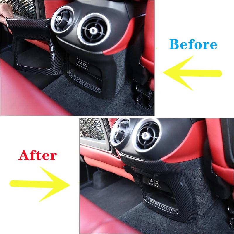 Carbon-Faser-Stil, dekorativer Rahmen für die hintere Auspufföffnung, passend für Alfa Romeo Stelvio 2017– Auto-Innenraum