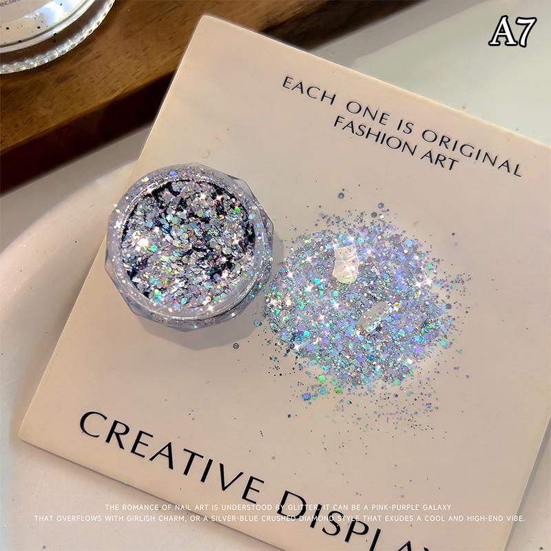 1 Pudełko Holograficzne Czyste Błyszczące Płatki Brokatu Błyszczące Grube Opalizujące Złote Srebrne Metaliczne Syrenie Puder do Zdobienia Paznokci Cekiny