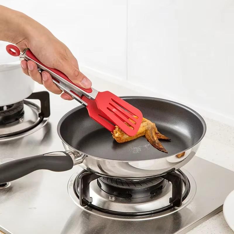 1 Stück Silikon Grillzange Grillklammer Küchenklammern Silikon Lebensmittelzange Lebensmittelklammern Küchenwerkzeug für Zuhause Edelstahlspatel