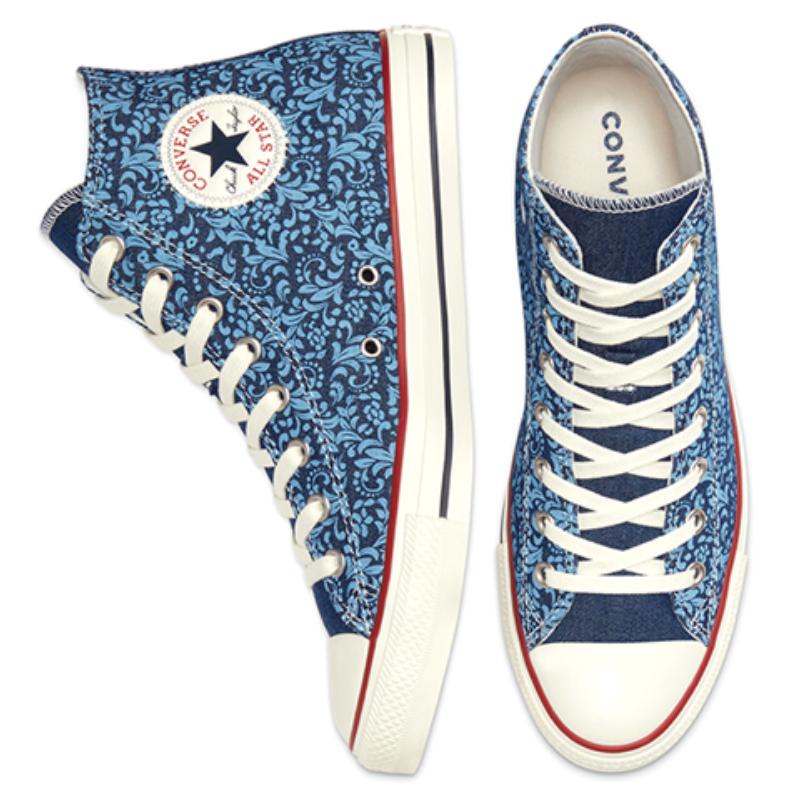 Converse Chuck Taylor All Star Vintage Versatile Casual High Top Espadrilles Unisex Blue Floral