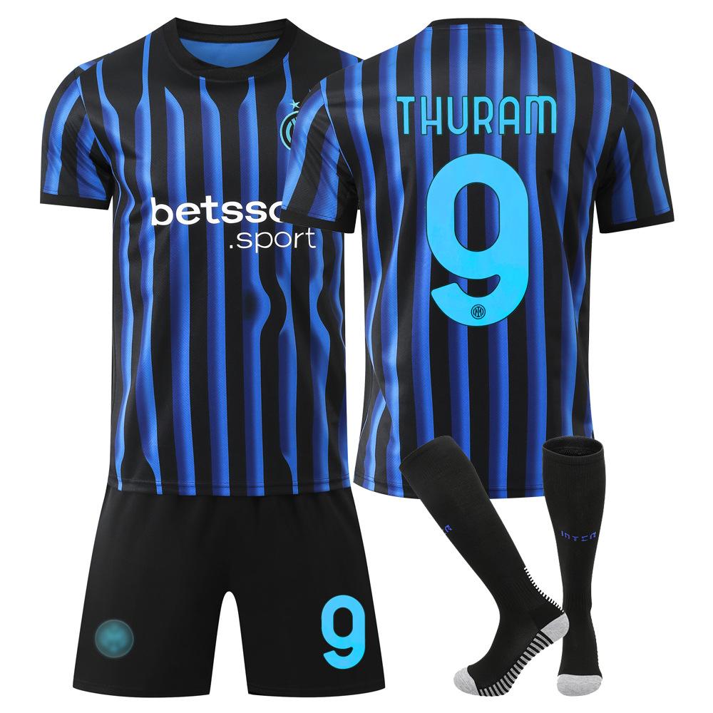 Inter Home And Away Football Jersey 9 Thuram No. 10 Lautaro White Jersey For Adults And Children