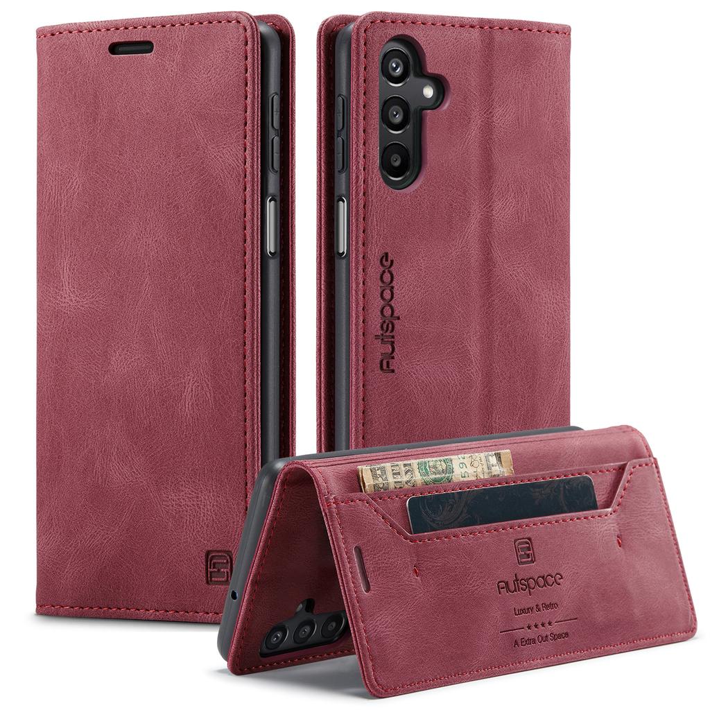 For Samsung Galaxy A16 5G Wallet Case AUTSPACE A01 Leather Stand Cover with RFID Blocking Card Holder