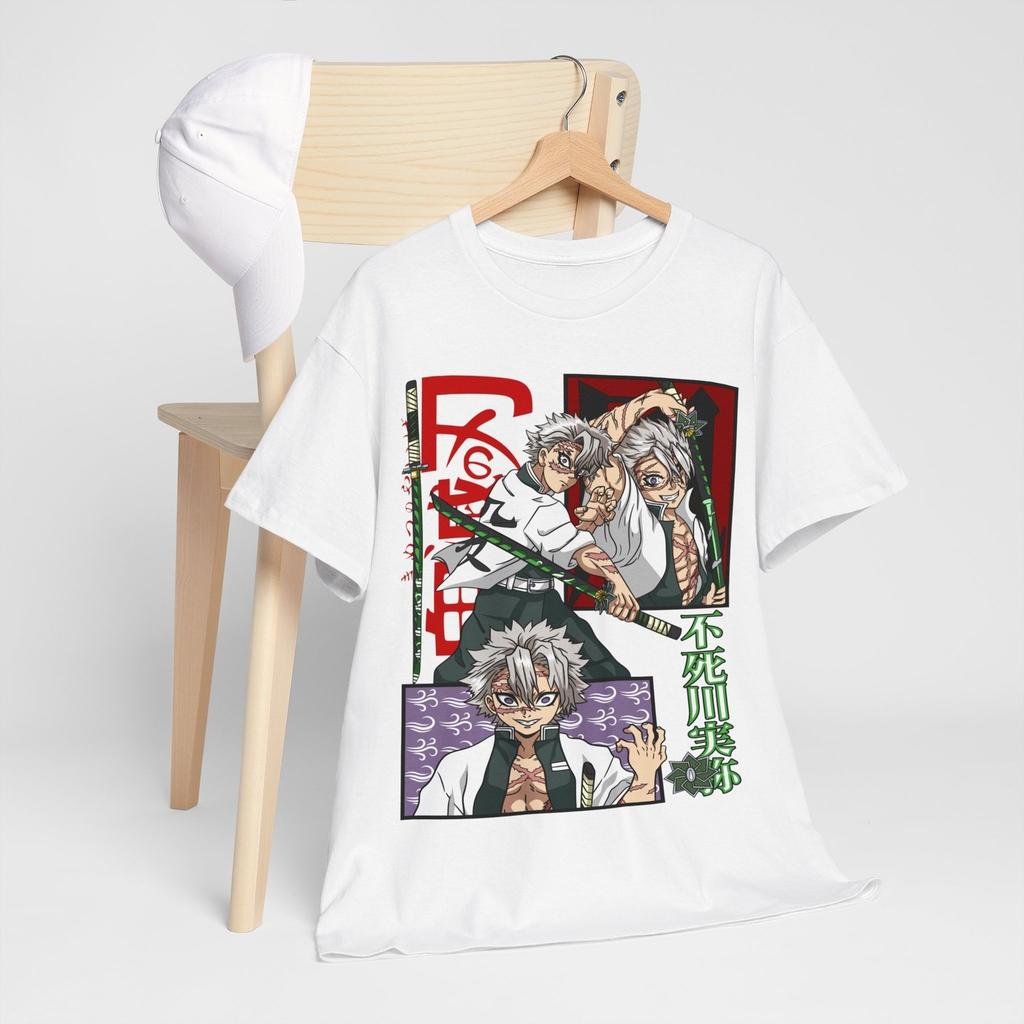 2026 Summer Demon Slayer Anime Sanemi Shinazugawa Printed Loose Shortsleeved Pure Cotton Childrens Tshirt Unisex Casual Loose