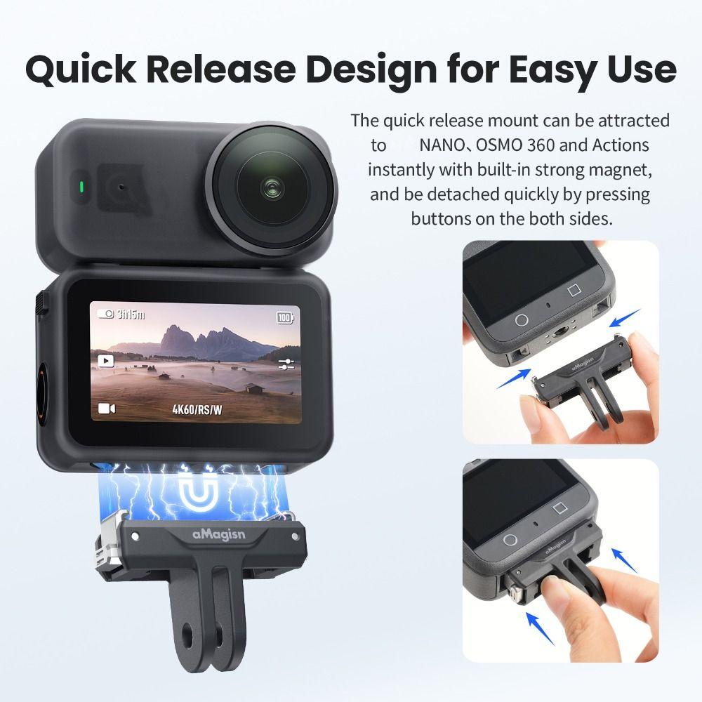 Adaptor magnetic cu eliberare rapidă pentru DJI Osmo Nano/Osmo 360/Action 5Pro 4 3